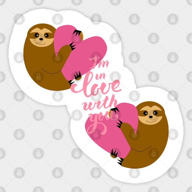 Sloth in love...in love with you Sticker by bruxamagica